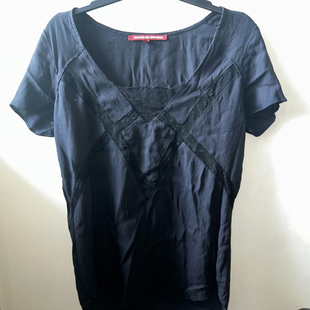 Chic Black Lace-Detail Blouse – Comptoir des Cotonniers – Size M